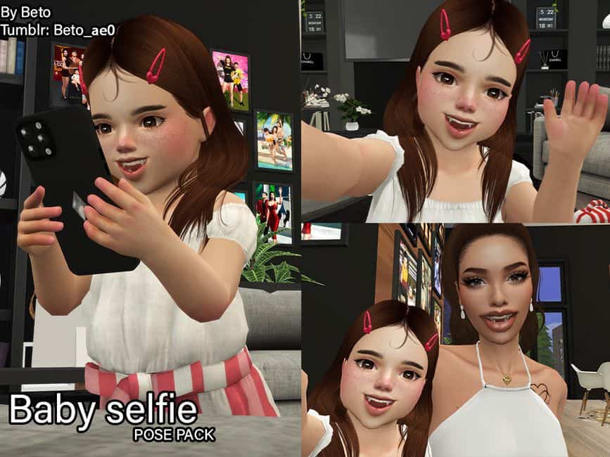 collage sim vampire toddler taking selfies