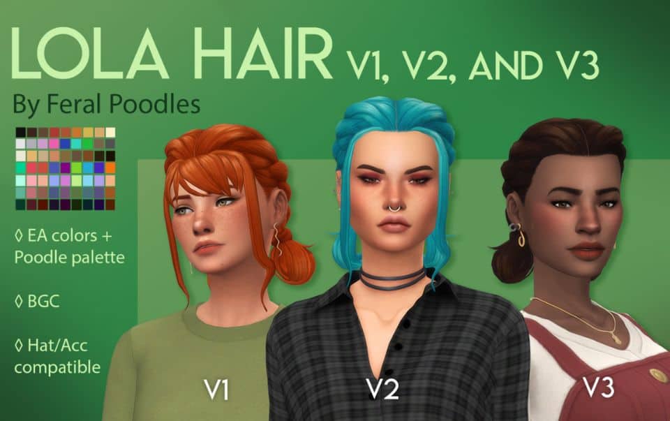 female sims with pulled back braided hair