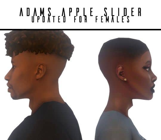 side view of adams apple on two sims