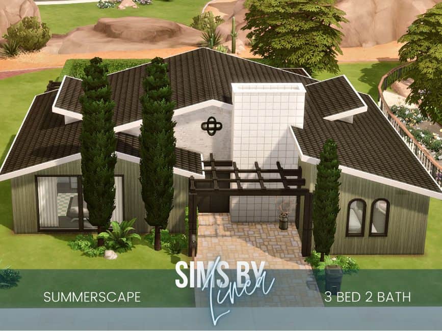 sims 4 modern wooden house