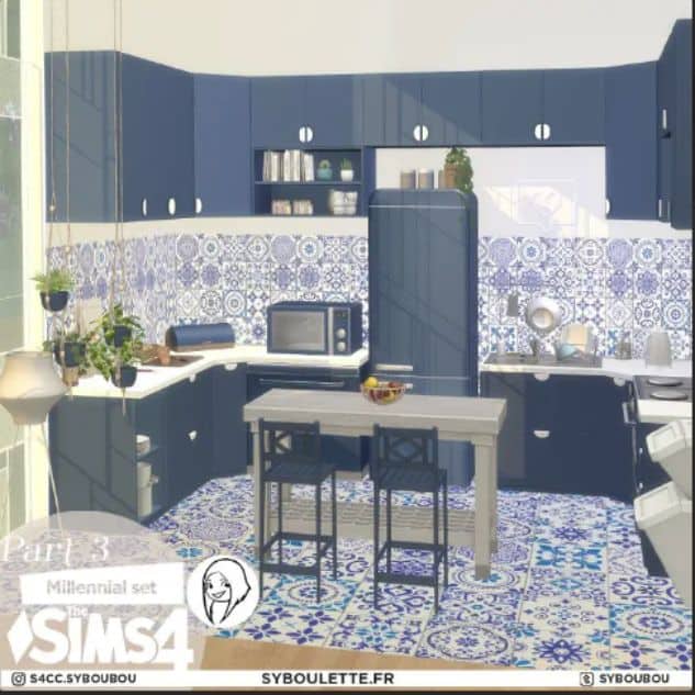 blue paisley kitchen custom content