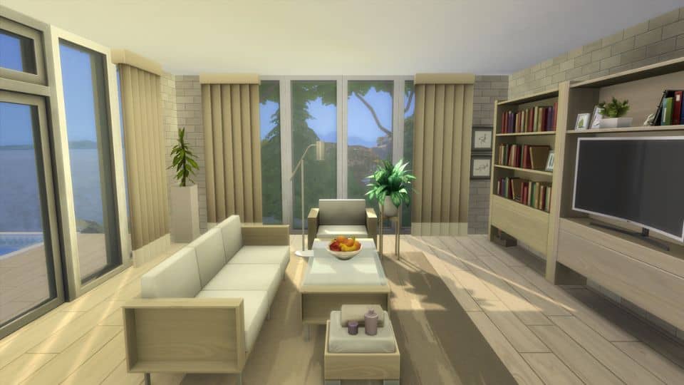 sims 4 modern living room wood furniture