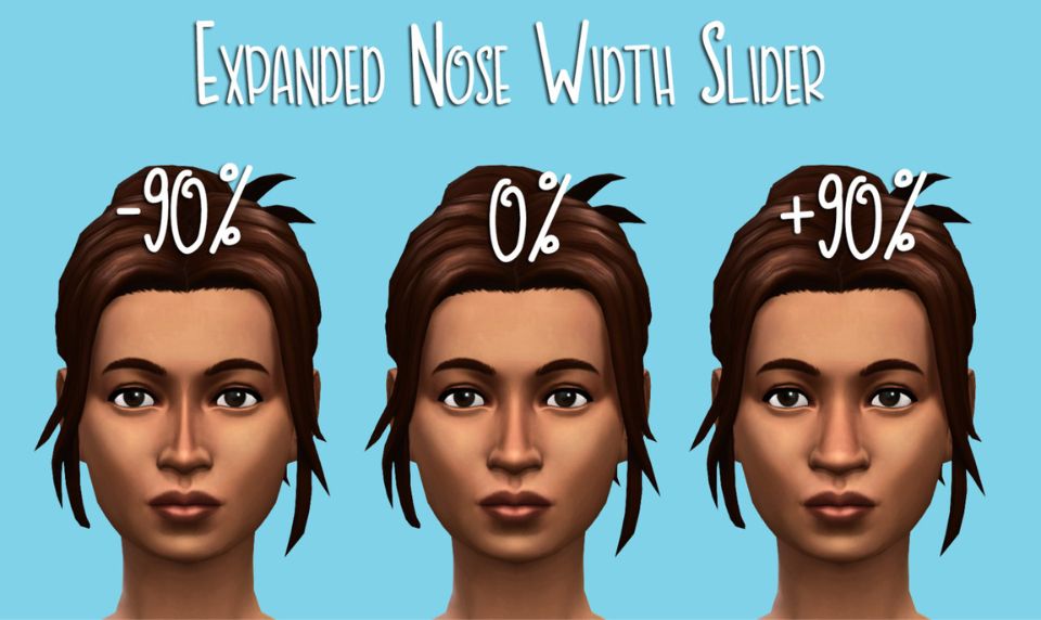 collage sim woman different width nose