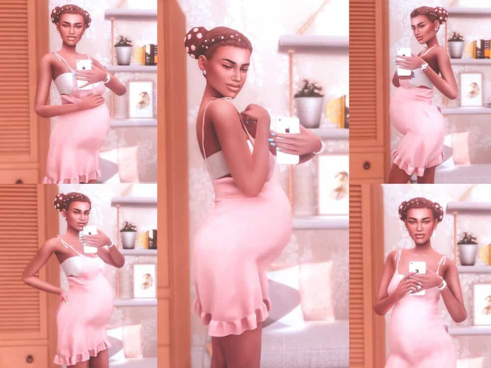 collage pregnant sim woman taking selfies