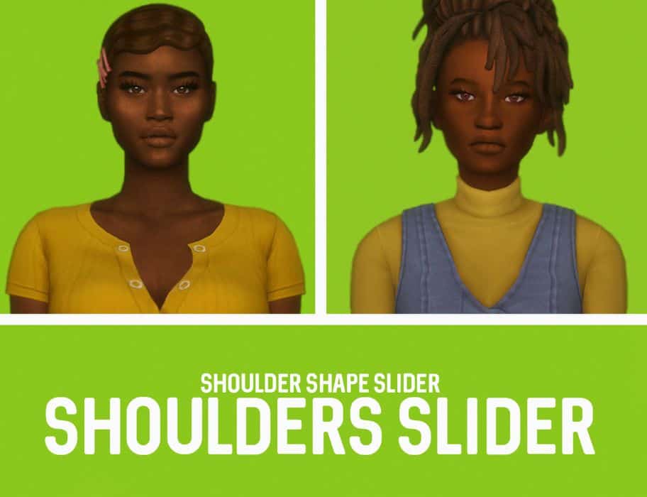front view two sims with different shoulder shapes