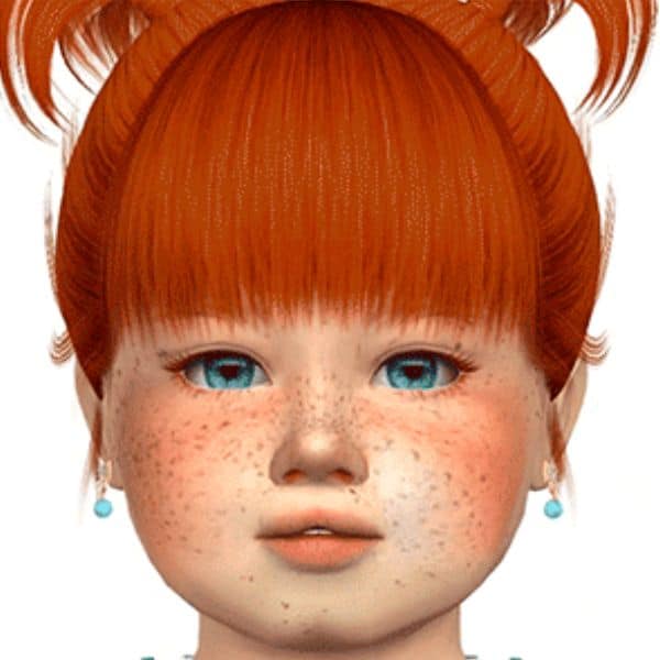 face of redhead sim toddler with freckles
