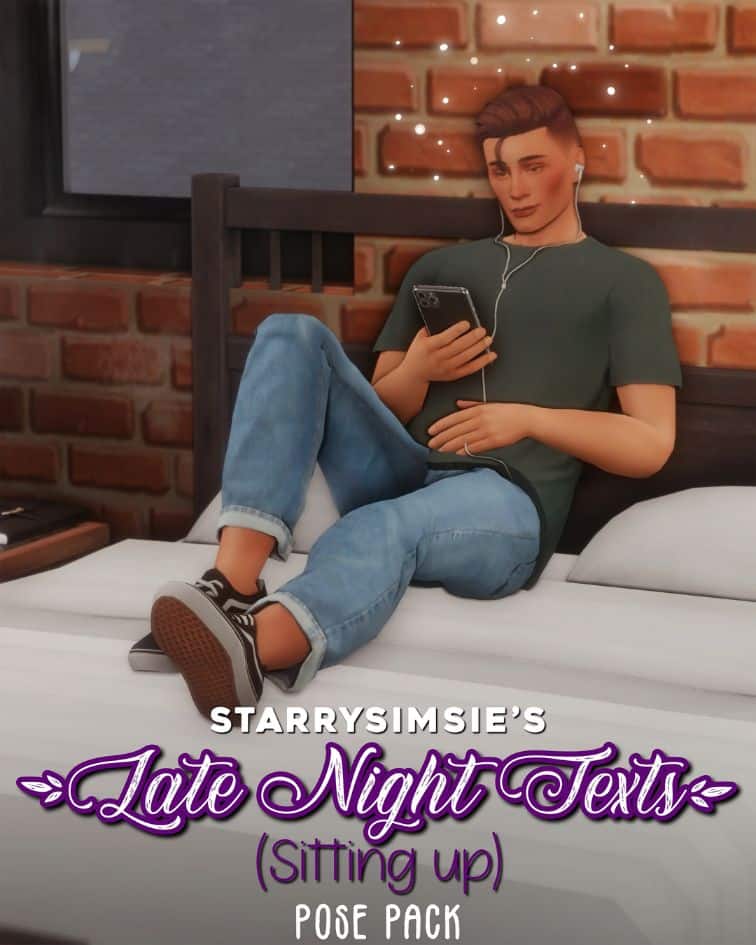 male sim posing on the bed