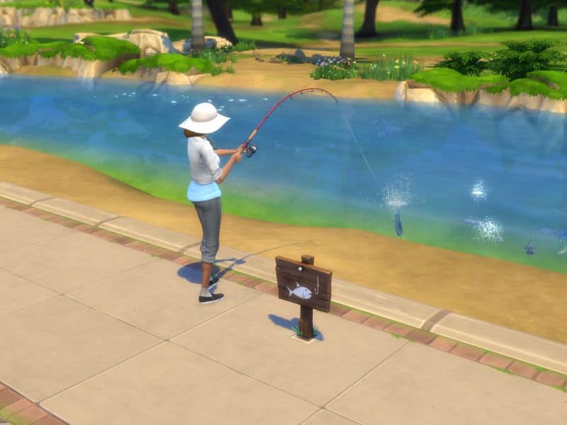 sim woman fishing