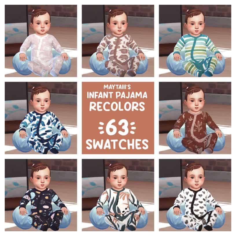 collage of infant pajama recolors