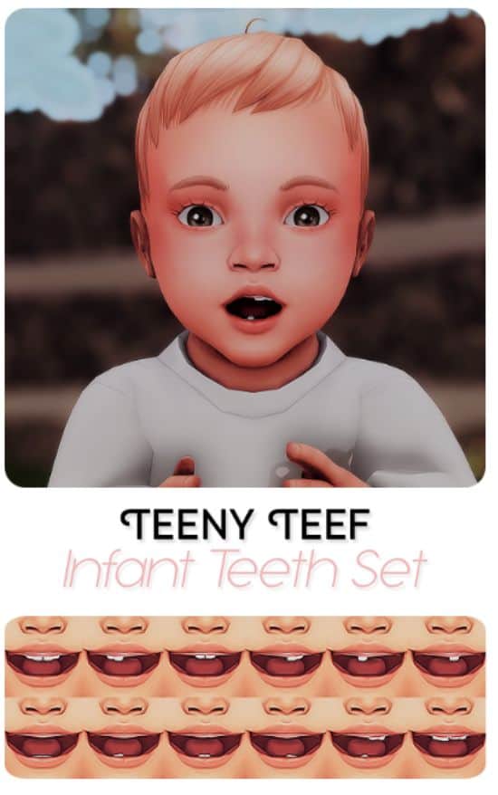 collage of sims 4 infant teeth cc options