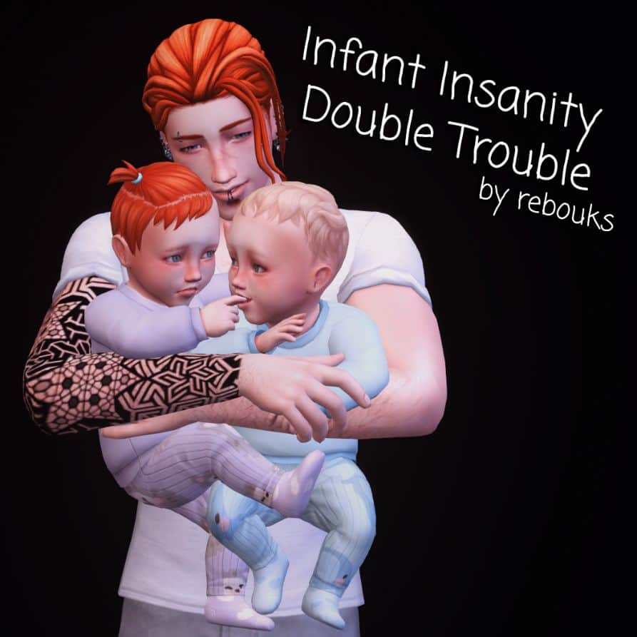 male sims holding infants for pose pack