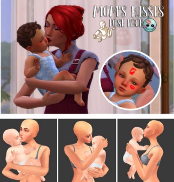 mommy kissing infant pose pack