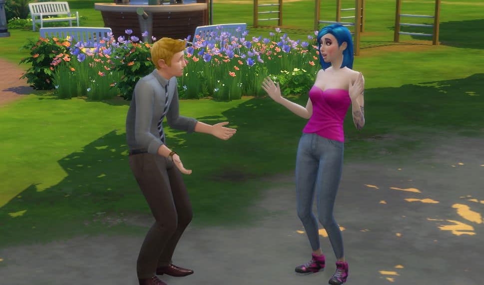 a couple of sims meeting for a blind date