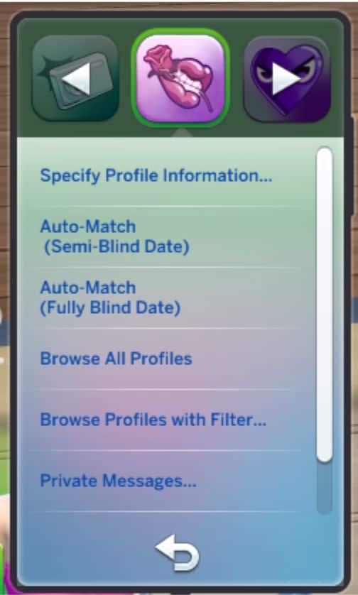 list options of sim dating app