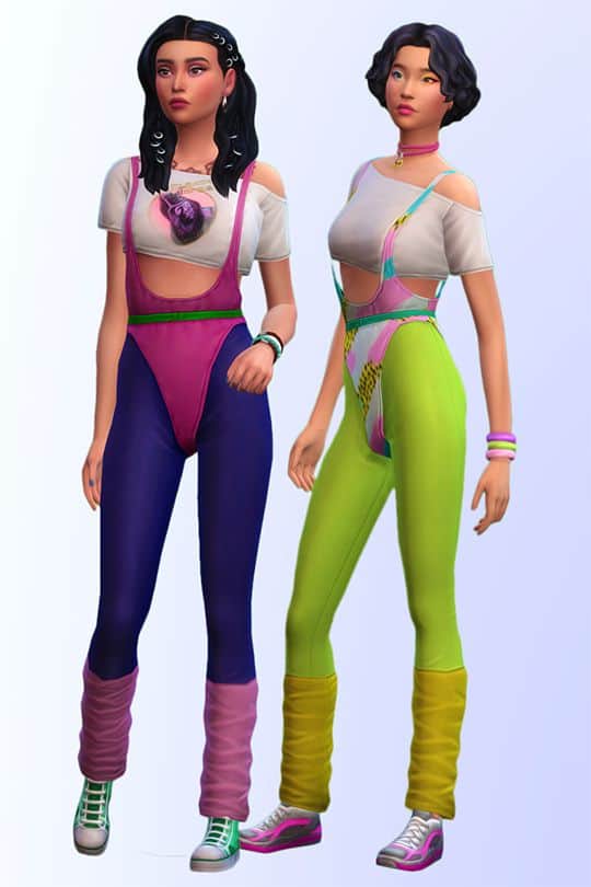 Sims in leotards, tights and leg warmers