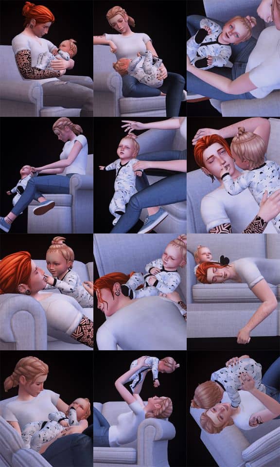 collage of poses for sims 4 infant mods