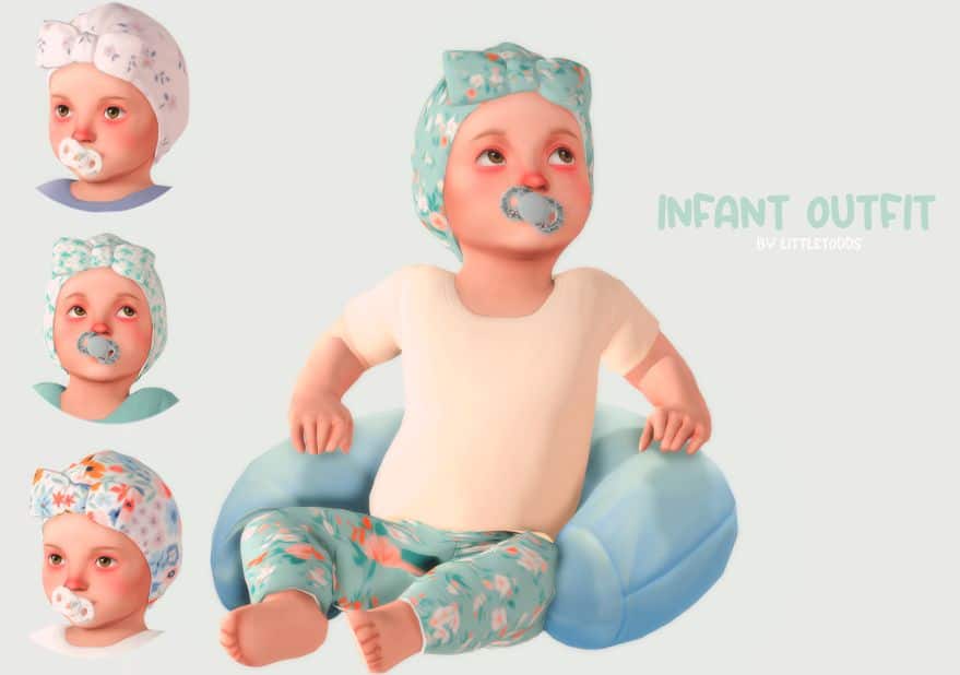 complete infant outfit with floral details
