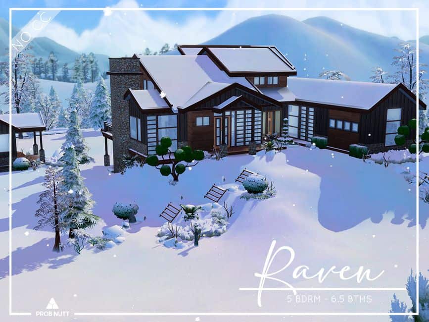 lodge style mansion in snowy landscape