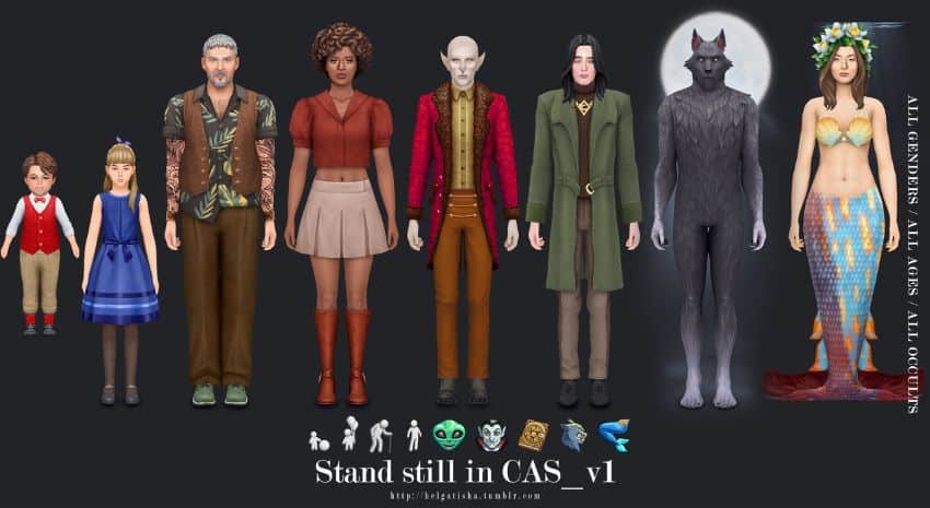 Front view lineup of types of sims