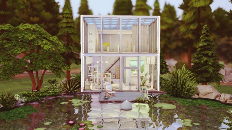 modern square glass house