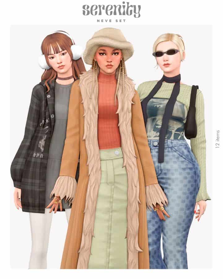 trio of female sims posing in casual clothing