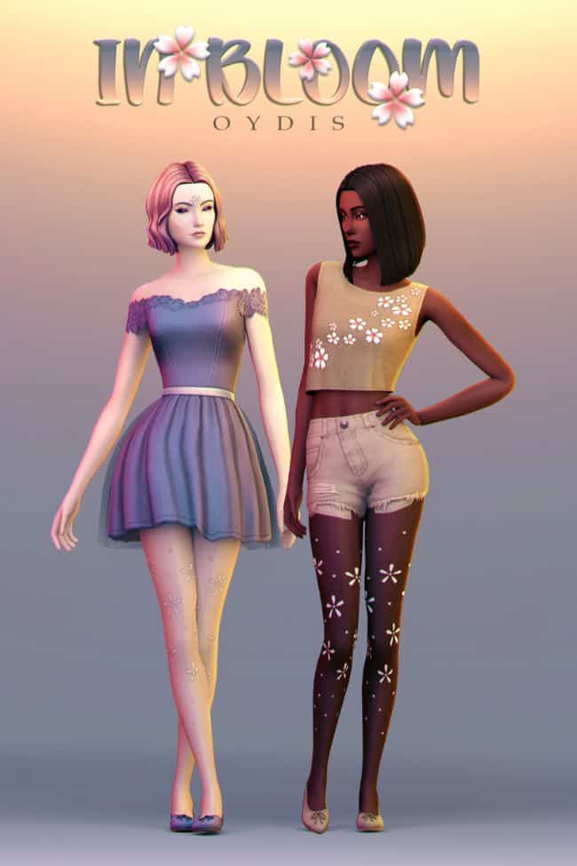 dressy and casual female sims standing side by side