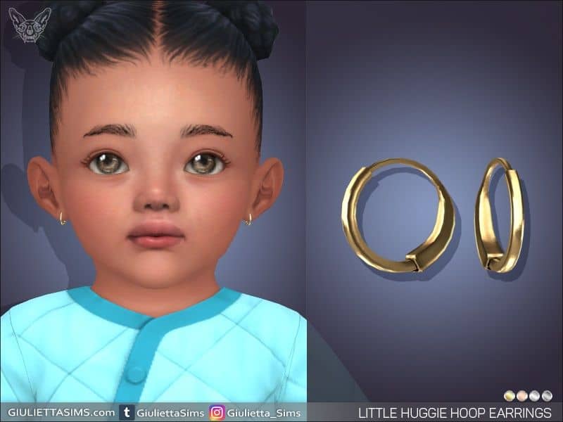 female infant sim with simple gold hoop earrings