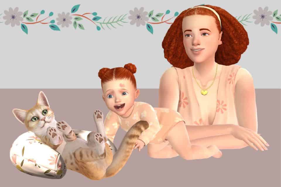 sims 4 infant poses with cat and adult