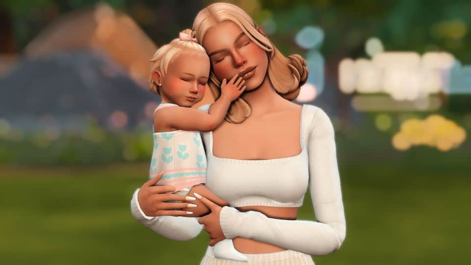 mommy and infant posing in a hug