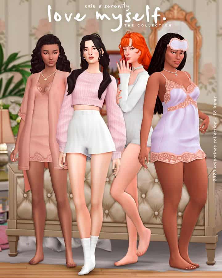 female sims modeling sleepwear