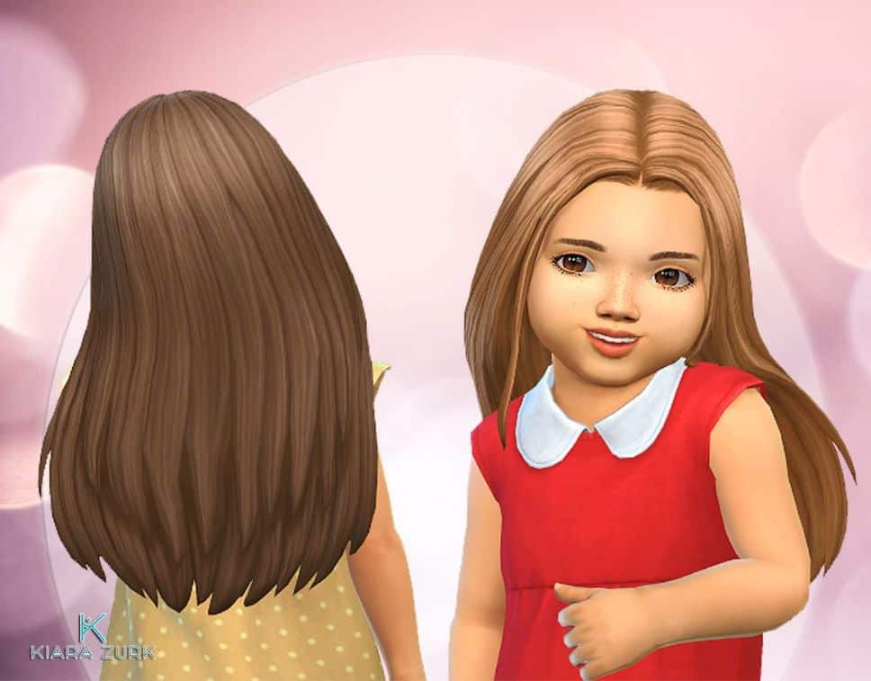 long haired girl toddlers view front and back