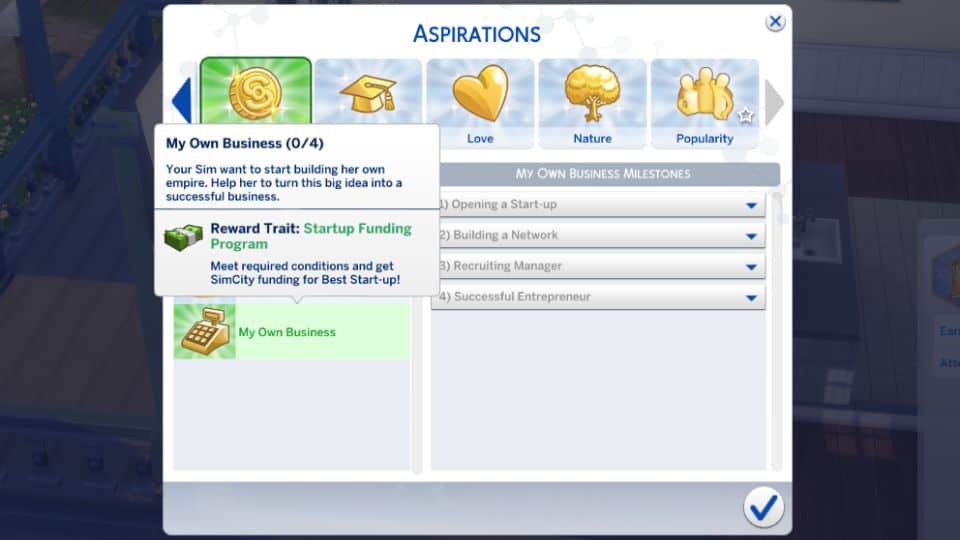 aspiration menu for business owner