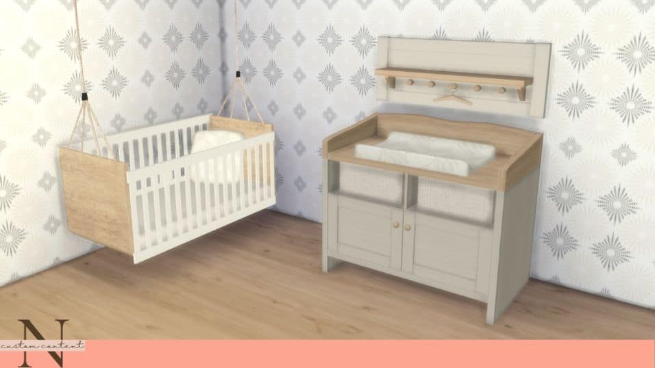 baby changing table and hanging crib