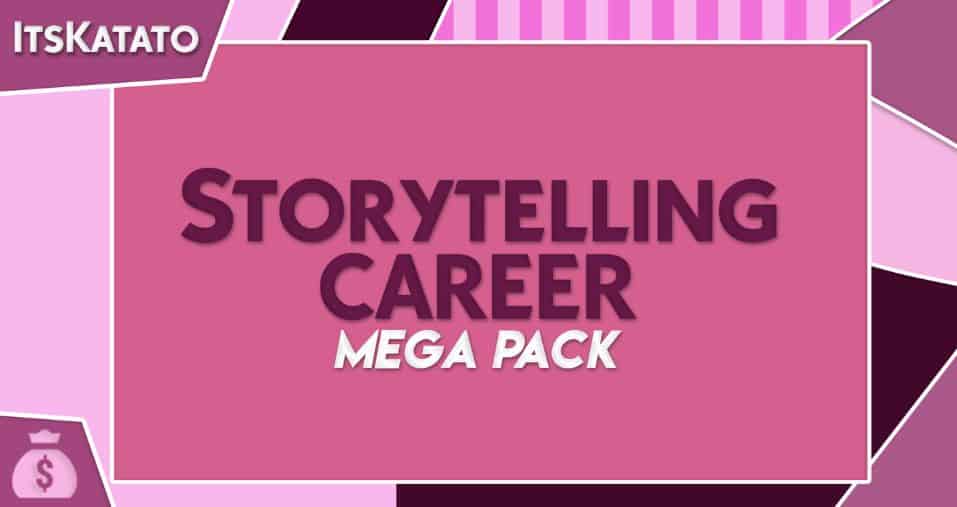 storytelling job title on pink background