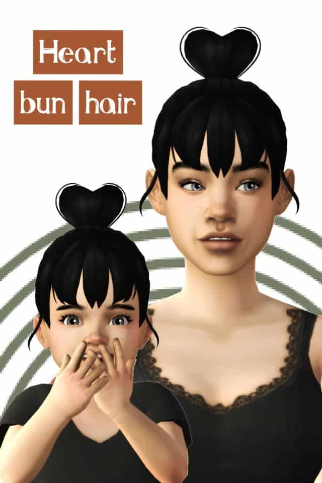 two girls with matching heart shaped hair bun
