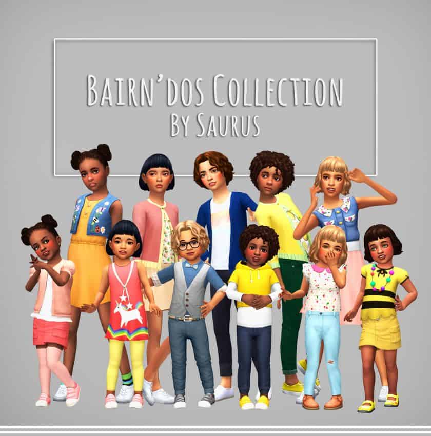 a group of sims 4 toddlers and kids