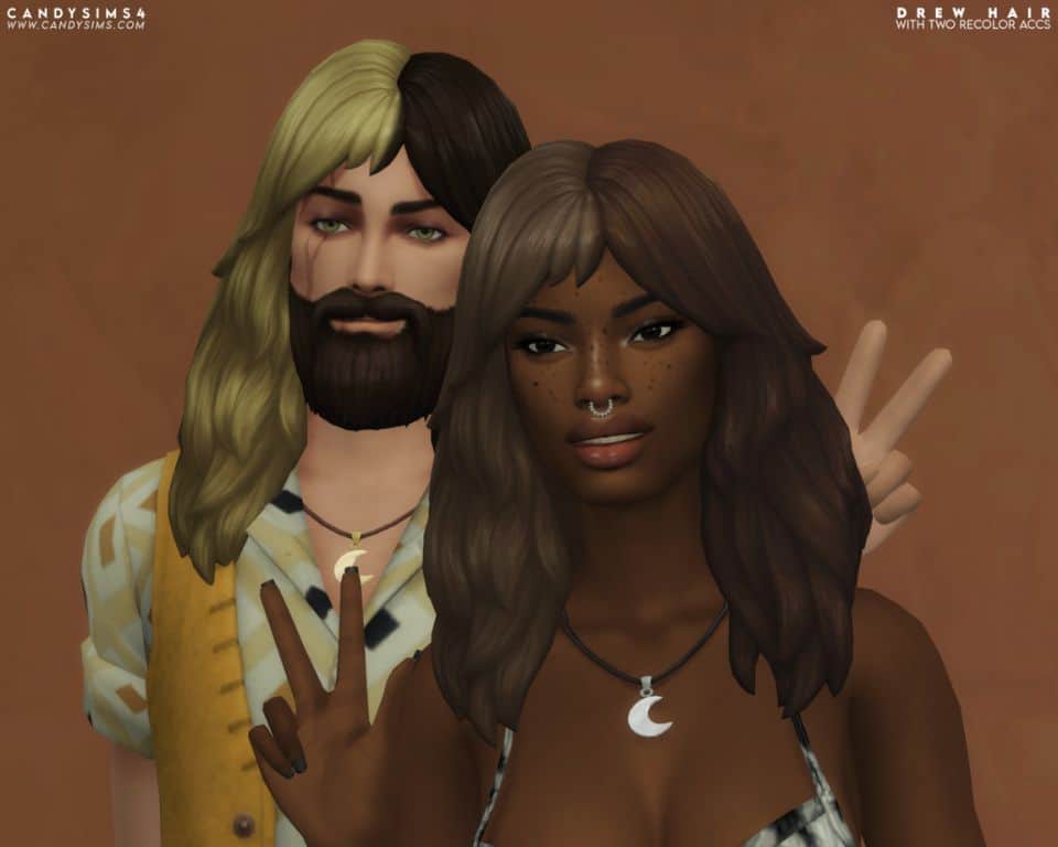 male and female sims with long hairstyle