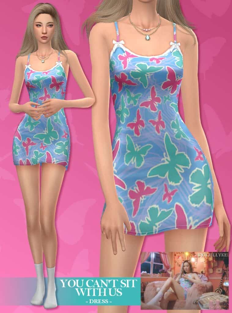strappy Y2K dress with butterflies