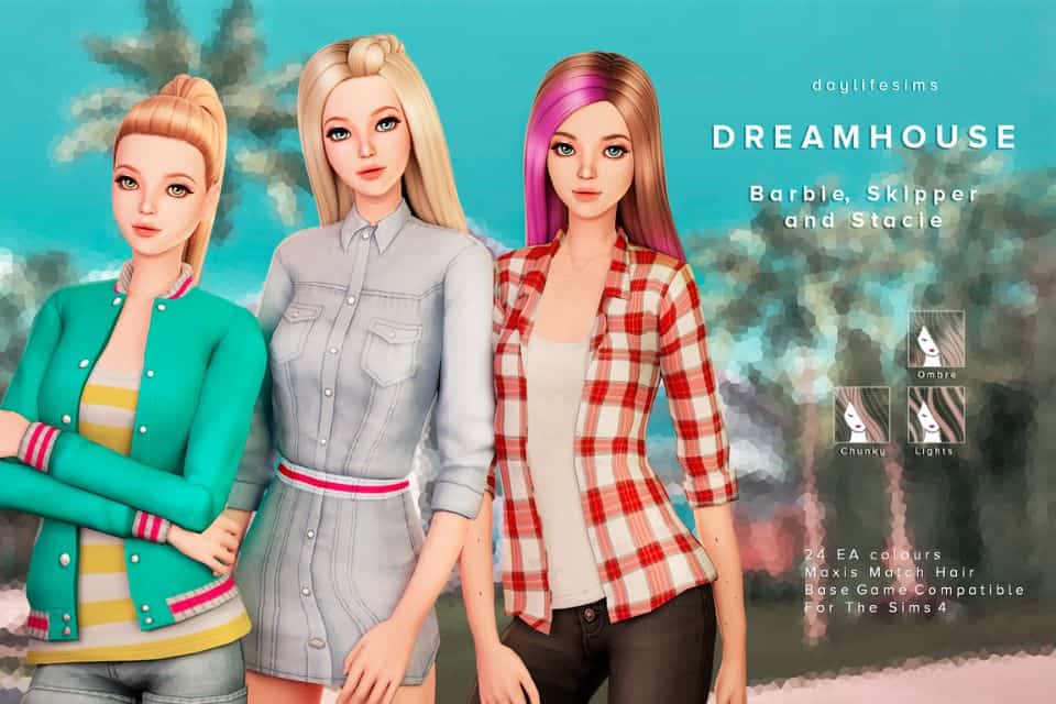 trio of Barbie hairstyles