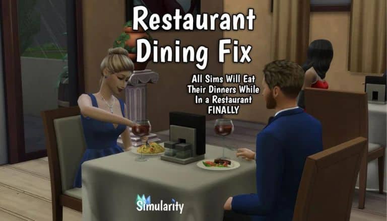 sim couple dining at restaurant