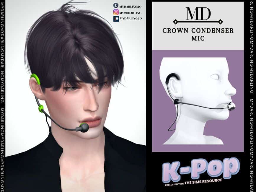 male sim wearing face condenser mic