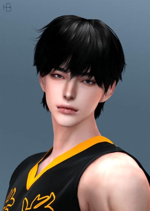 male Asian sim with wispy short hair cut