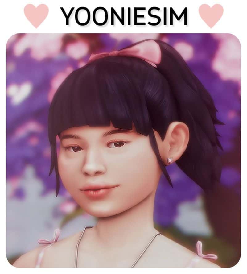 Asian female sim with ponytail and bow