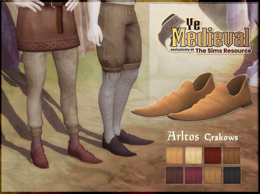 male medieval crakows shoes