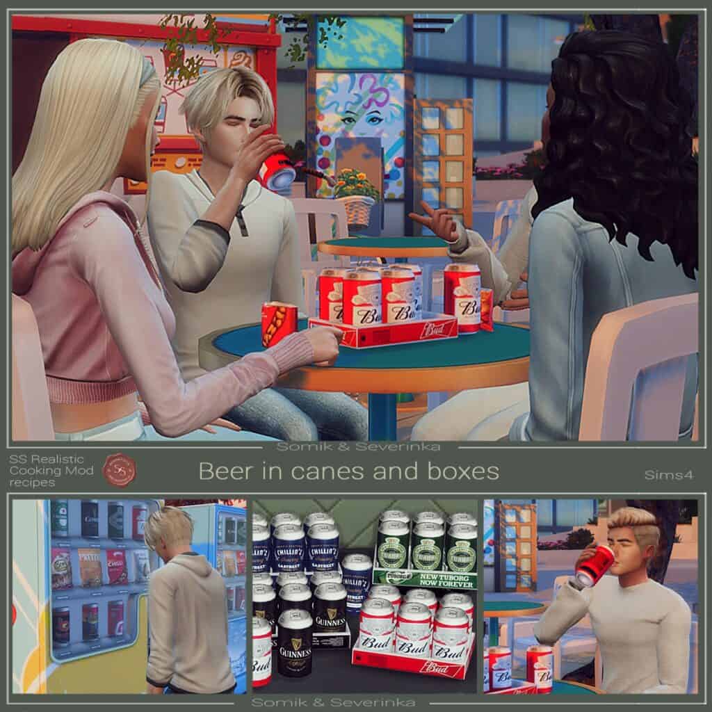 sims drinking name brand beers