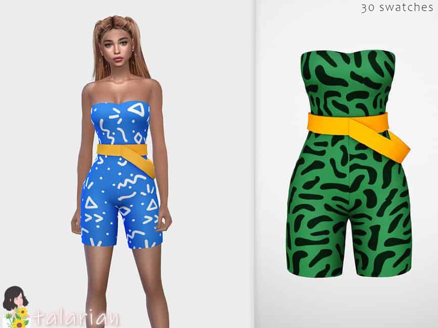 retro style romper on a female sim