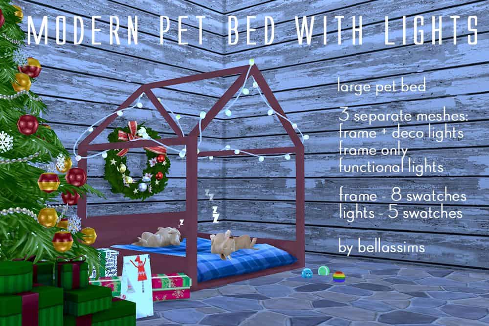 pet bed with roof frame and lights