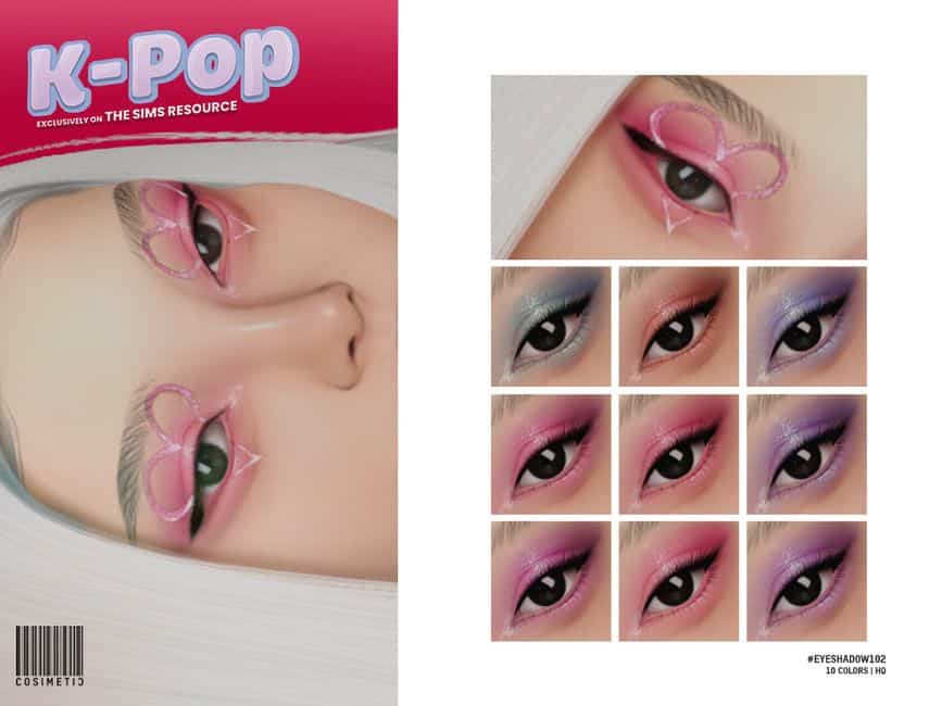 sparkly heart shaped K-pop eyeshadow