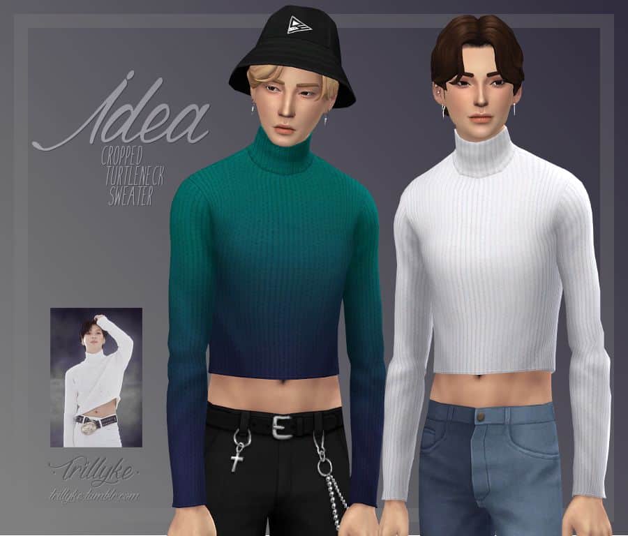 male sims sporting a cropped turtleneck sweater