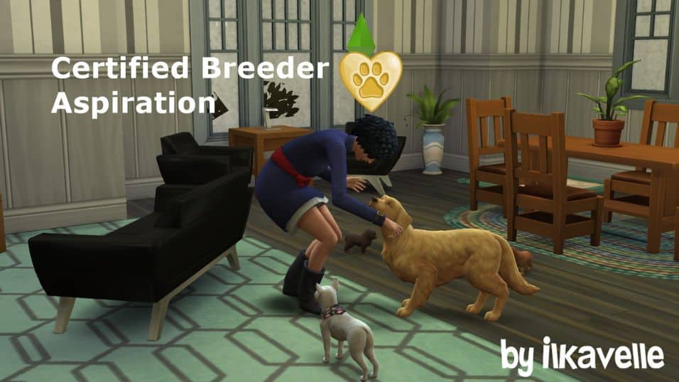 sim petting dog